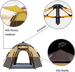 Hewolf Camping Tent, 3-4 Person Dome Tent