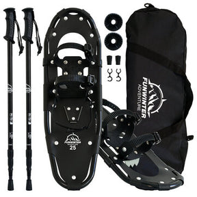 FUNWater Lightweight Snowshoes with Tote Bag & Trekking Poles - 21"/25"/30" Adjustable Anti-Slip Aluminium Alloy Snowshoes for Hiking and Travel