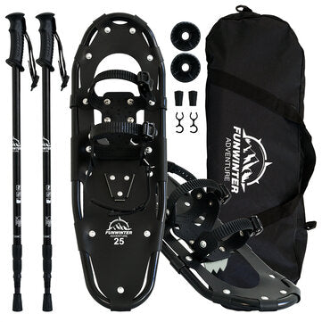 FUNWater Lightweight Snowshoes with Tote Bag & Trekking Poles - 21"/25"/30" Adjustable Anti-Slip Aluminium Alloy Snowshoes for Hiking and Travel