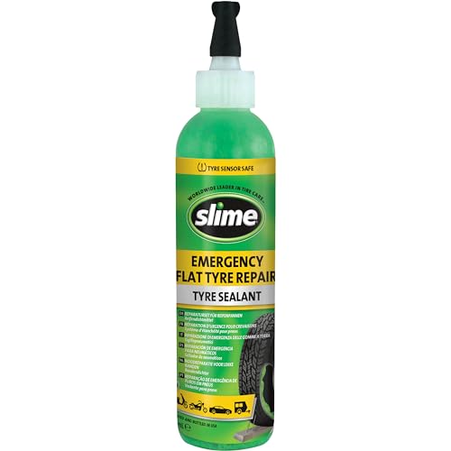 Slime 10016 Flat Tyre Puncture Repair Sealant, Emergency Kit, Motorbikes, Motorcycles, Scooters, Trailers, Non-toxic, eco-friendly, 237 mL (8oz) bottle , Green