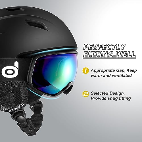 Odoland Snow Ski Helmet with Goggles Set -