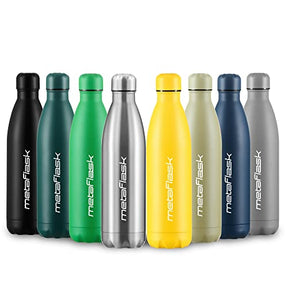 MetaFlask Water Bottles - Leak-Proof, No Sweating - Keeps Cold: 24+ Hrs. Hot: 12 Hrs. (Black, 500ml)