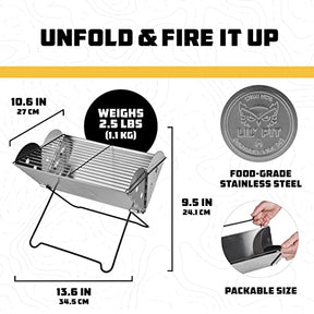 Wise Owl Outfitters Portable Camping Grill - Collapsible Fire Pit for Camping