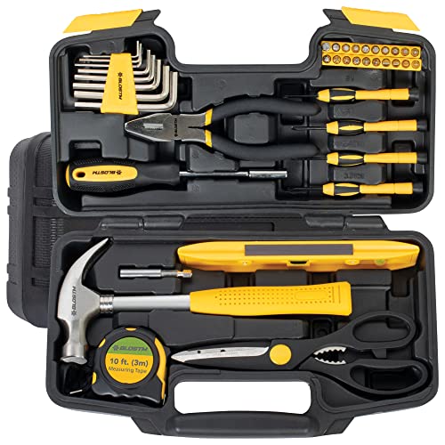 BLOSTM 39-Piece Tool Kit - Compact Tool Set with Essential Hand Tools for DIY Projects & Repairs - Small Tool Kit for Home & Office with Portable Tool Storage Box, Hammer Pliers Screwdrivers & More