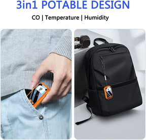 HAKINAKU Portable Carbon Monoxide Detector, Mini CO Alarm & Meter, 3-in-1 Combined Carbon Monoxide & Temperature & Air Humidity Meter with LCD-Screen for Travel/Camping/Campervan/RV, D6